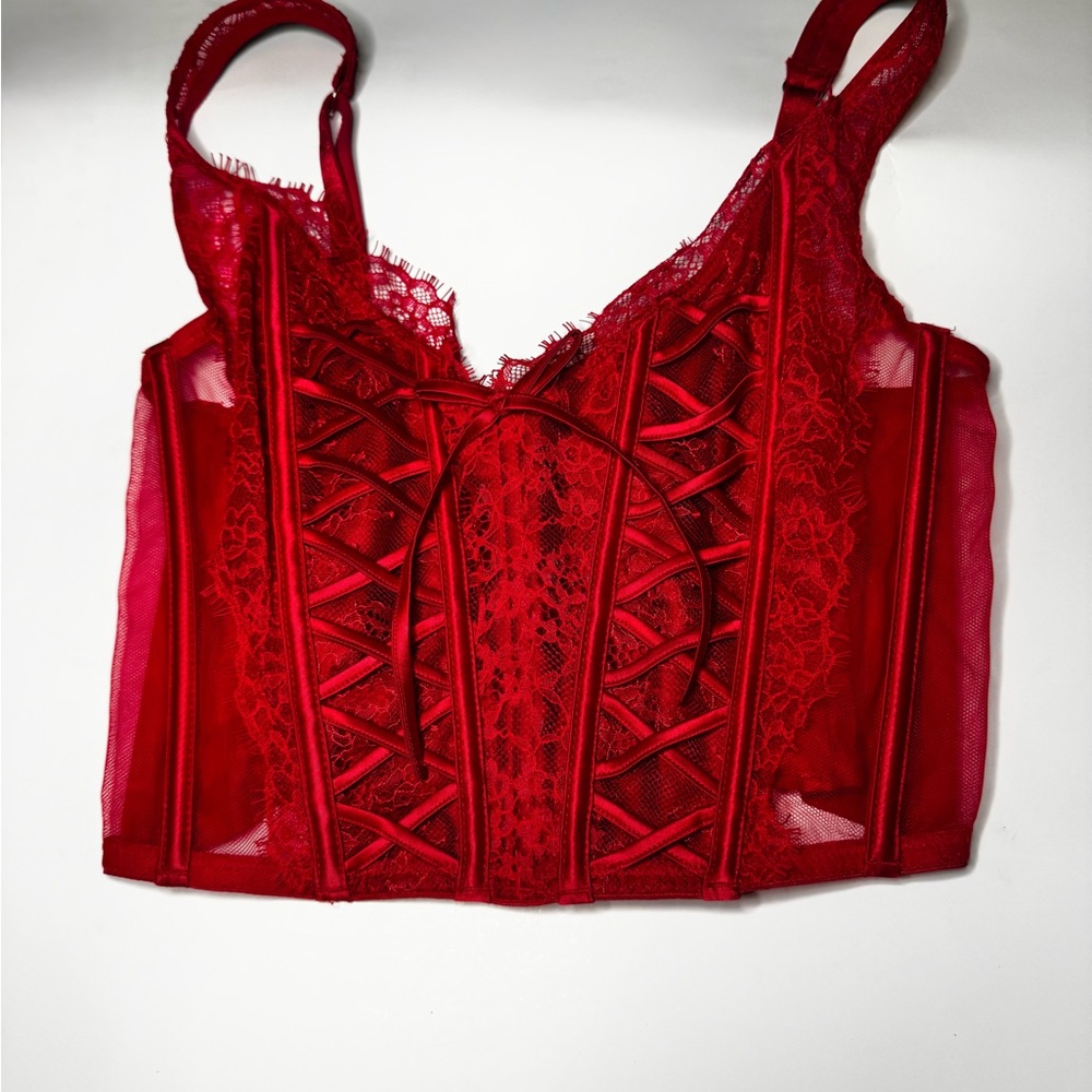 Victoria's Secret Red Lace Bustier Top - Picture 3 of 5